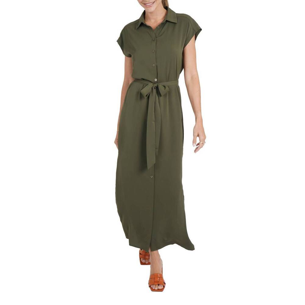 NEW LOVE TOKEN maggie shirt dress in olive